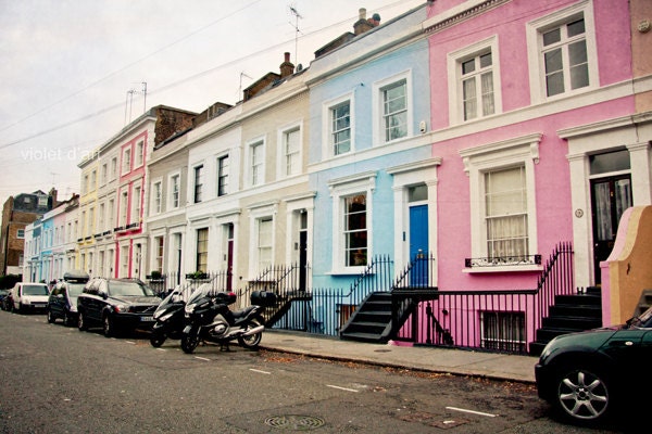 London Photo. Portobello Road. Notting Hill. Travel photo. England whimsical colorful nostalgic home decor wall art blue pink