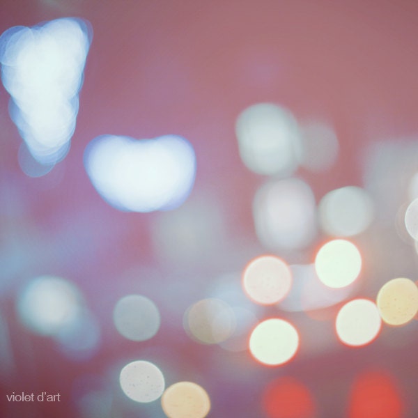 surreal photo. bokeh photo. abstract decor. urban lights. night lights. purple. red blue lights fine art photograph. 8x8 square