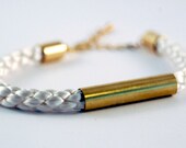 White woven cord // Brass Bar // Rope Bracelet