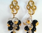 Handmade Earrings Cluster Bead Drop Lucite Bead Pierced Earrings