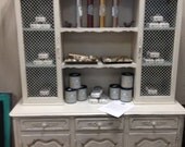 French Provincial China Hutch / Buffet in Old white & Duck Egg
