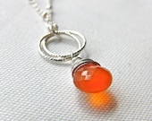 Carnelian Necklace AAA Gemstone Tangerine Orange Sterling Silver