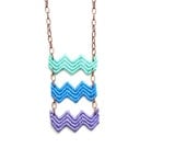 Chevron Lace Statement Necklace in Mint Green Blue Purple