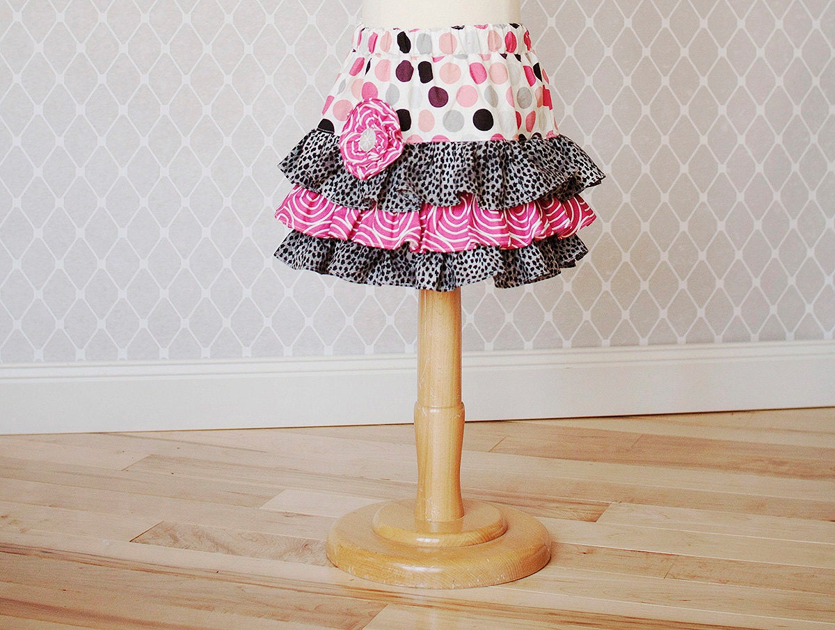 Girls Skirt, Girls Birthday Outfit, Girls Ruffle Skirt, Children's Clothing, Fancy Skirt, Polka-dots, Pink Skirt, Animal Print Skirt