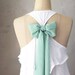 SAGE AURA - Romantic white flowy tier blouse // pastel sage green // chiffon sash bow // tunic // tank top // racerback