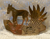 Vintage Sterling Donkey in the Desert Brooch Signed TG