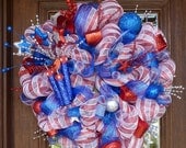 Deco Mesh PATRIOTIC FIREWORKS WREATH