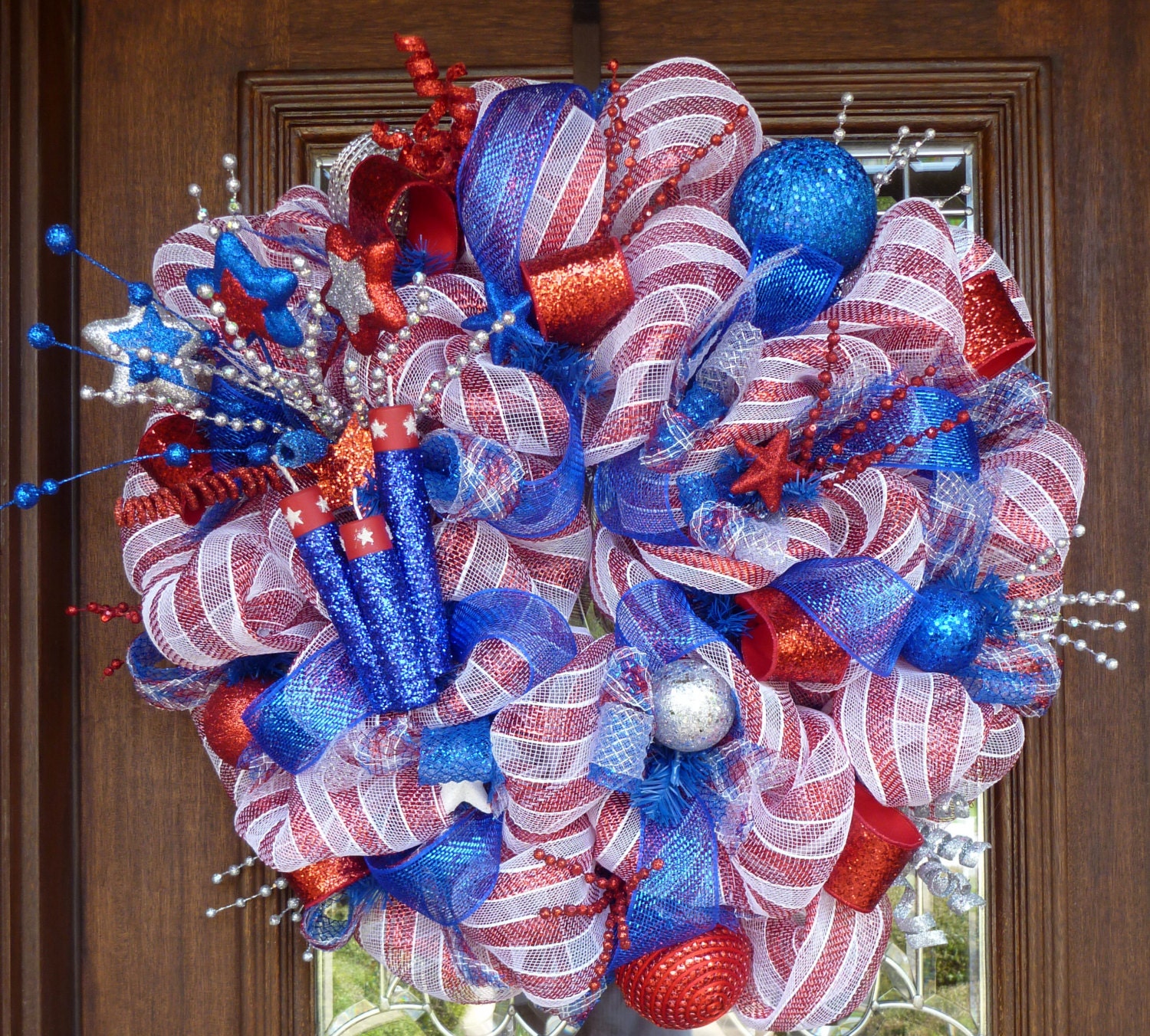 Deco Mesh PATRIOTIC FIREWORKS WREATH