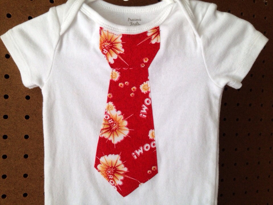Comic Book Race Car Red Necktie Onesie - Multiple Sizes - Ready to Ship