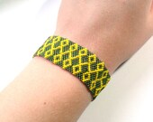 Yellow and Green Beaded Bracelet