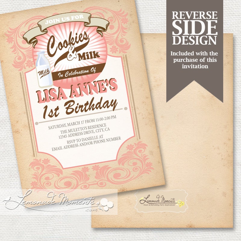 Cookies and Milk Invitation - Printable Milk and Cookies Birthday / Baby Shower Invite