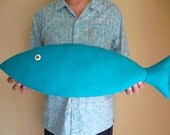26 Inch Pillow - Pool Decor - Outdoor Pillow - Caribbean Blue - Stuffed Fish