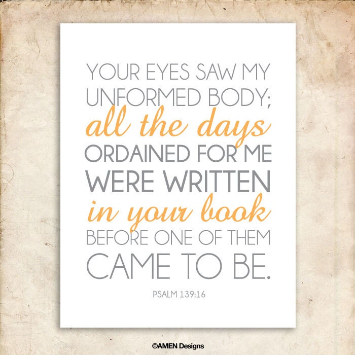 Nursery Decor. Psalm 139:16. 8x10in  DIY Printable Christian Poster. PDF. Bible Verse.