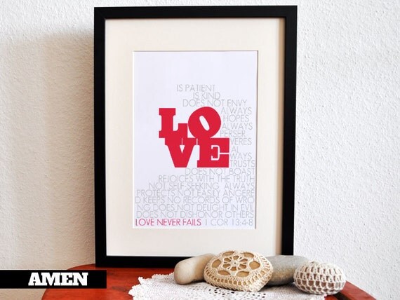 1 Corinthians 13:4-8. Love. 8x10. DIY. Printable Christian Poster.Bible Verse.