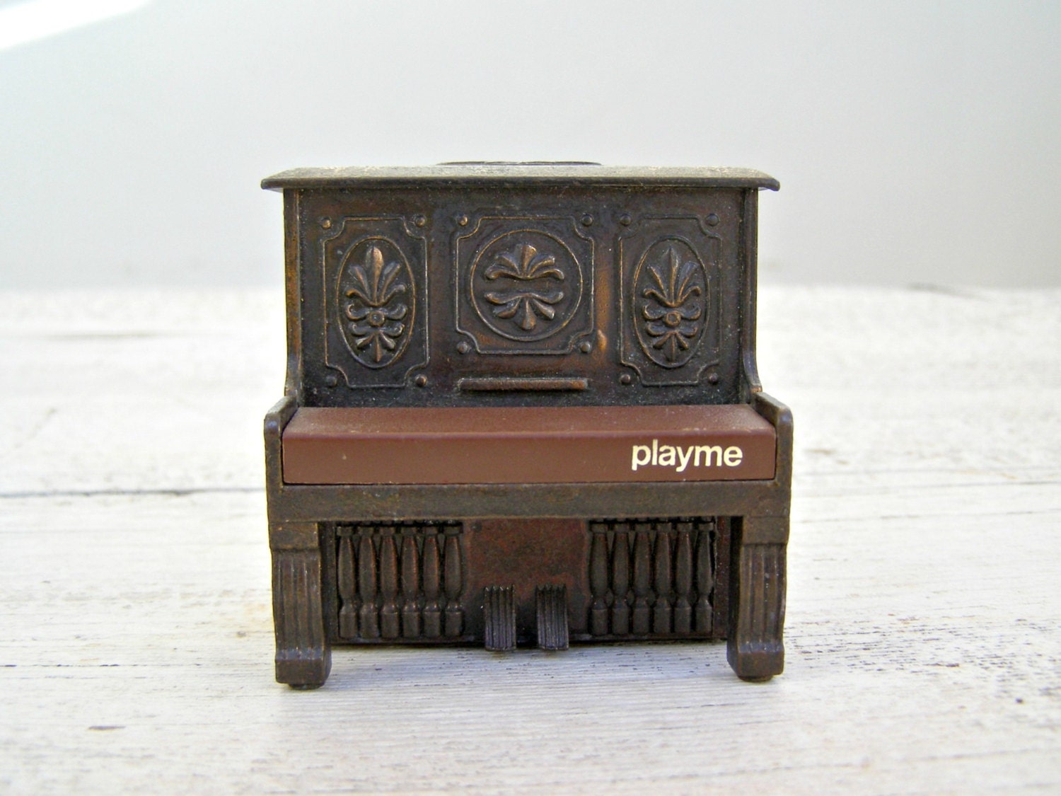 Ornate Doll house Piano,  Miniature copper furniture, Collectible, Metal Pencil Sharpener, Retro home decor, gift for man, Musician gift