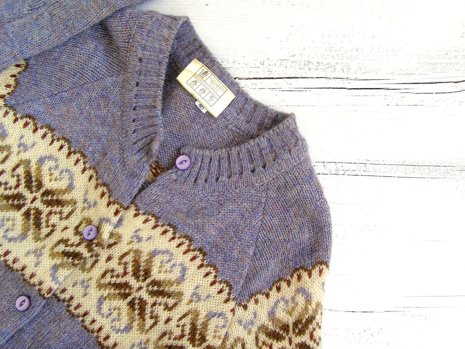 Shetland Pure Wool Sweater, Scotland, Buttoned down woman Sweater, gray, Winter, Cardigan Sweater, Size S M,