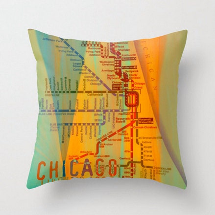 Chicago L Throw Pillow 18x18 Square City Modern Decor