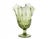Fenton Colonial Vase Green Handkerchief Swung Glass