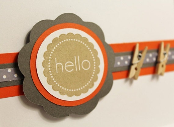 Baby Shower Thank You Cards...Grey and Tangerine, Orange Handmade cards