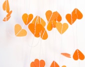 Atomic Orange Hearts Stitched Paper Wedding Garland Bunting