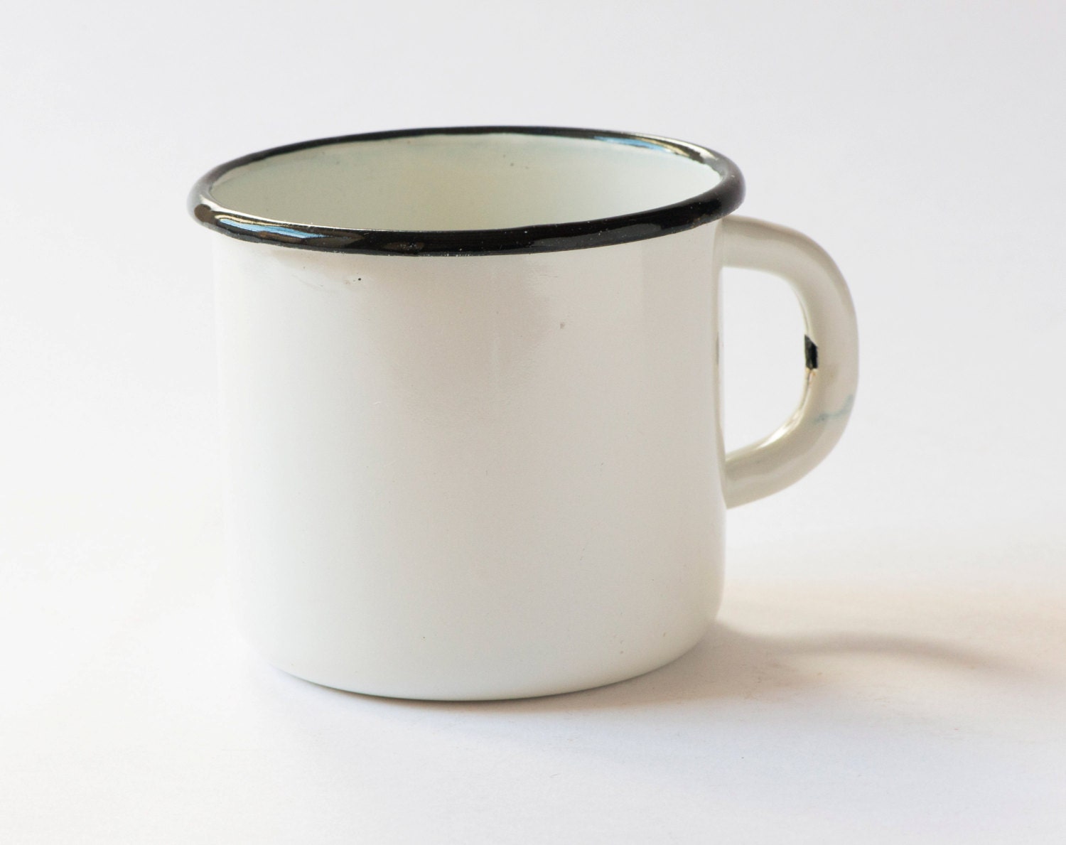 Vintage camping mug white enamel camping mug child mug Soviet unused with tag
