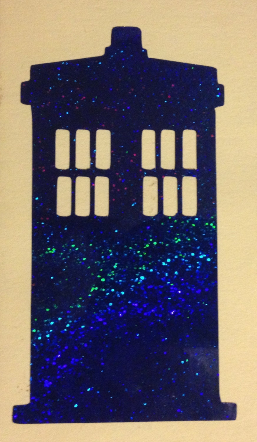Tardis Inspired Royal Blue Glitter Vinyl Decal