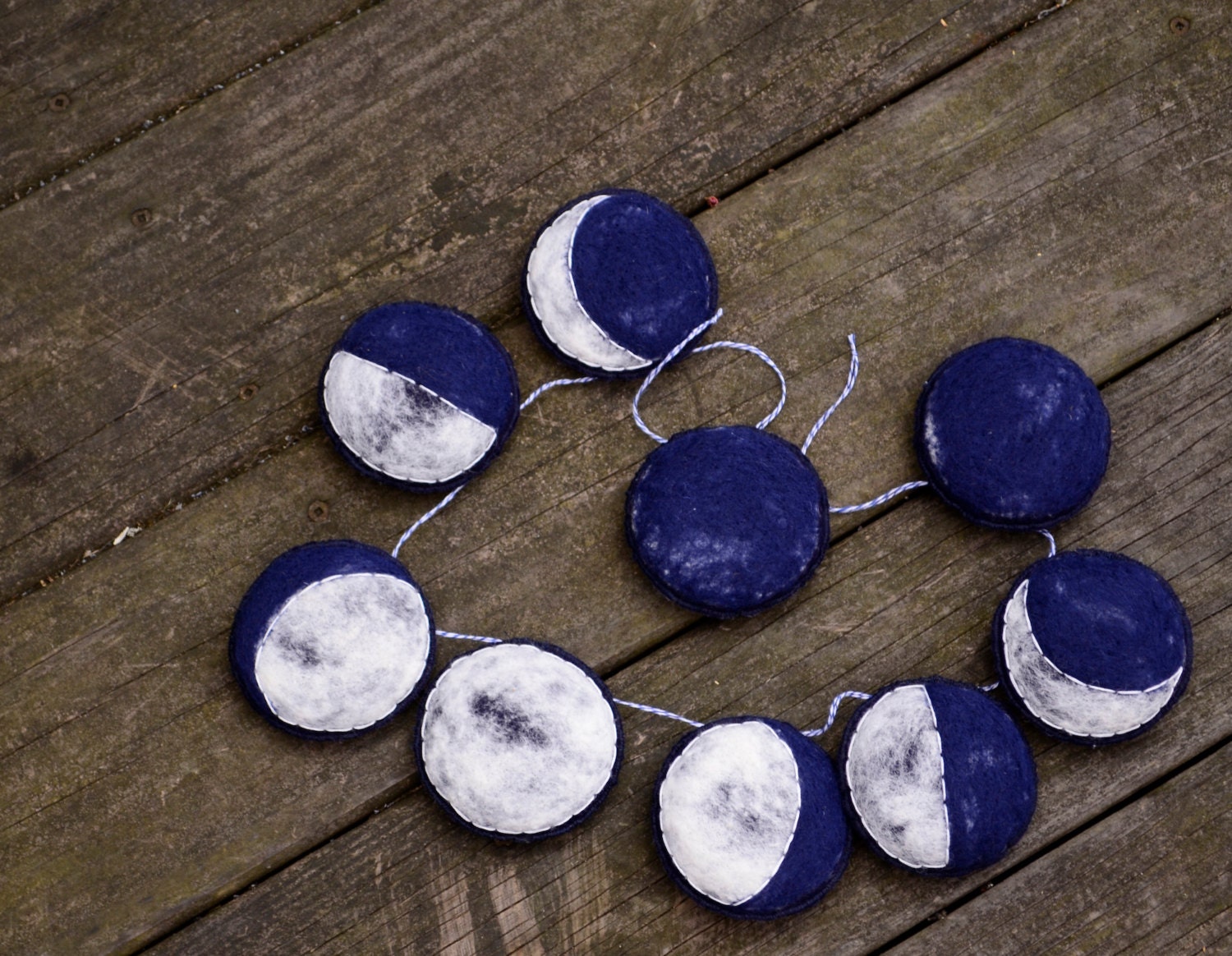 Handmade Felt Garland. The Phases of the Moon. Needlefelted Home Decor by AlyParrott on Etsy. Made to Order.