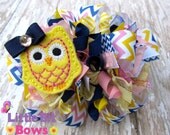 Chevron Print Owl Feltie Boutique Funky Bow