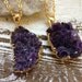 ROYALE / Raw Amethyst Druzy Quartz Crystal Cluster, February Birthstone, Chunky Gemstone Necklace Gold Plated Dipped, Healing Energy