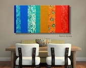 Original Modern Abstract Handpainted Acrylic Thick 3d Texture Impasto Palette Knife Painting. Size 18 x 36.