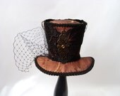 Victorian Picnic Steampunk Gothic Hat Mini- Top Hat  Gothic Burlesque Headdress
