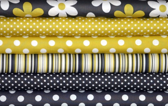 Fabric Bundle for quilt or craft Michael Miller Citron Gray 6 Half yards