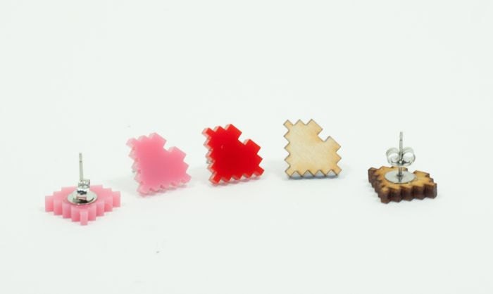 8 Bit Heart - Handmade - Laser Cut