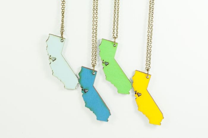 California Love - Handmade Necklace - Laser Cut