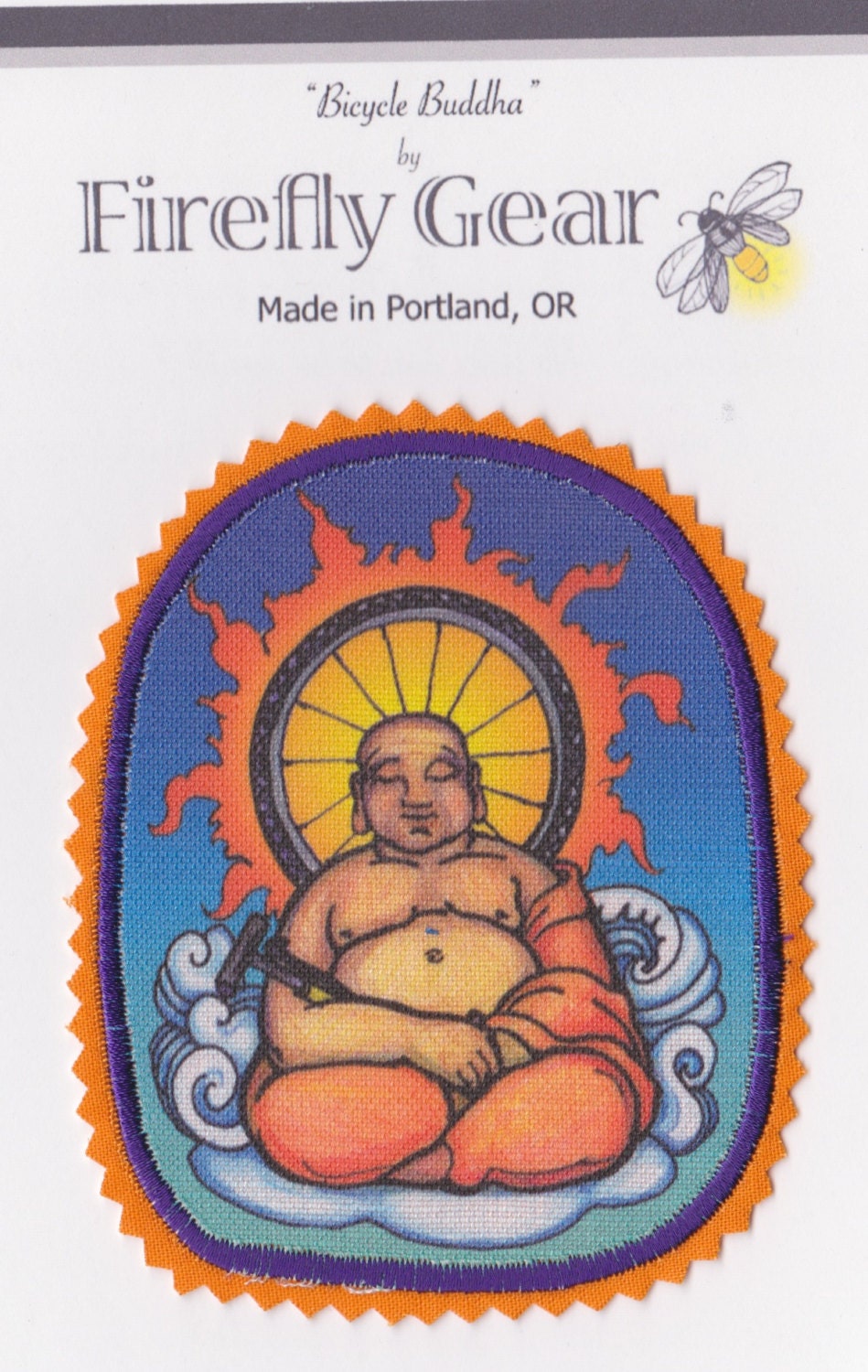 Large Happy Buddha Bike Iron On Patch