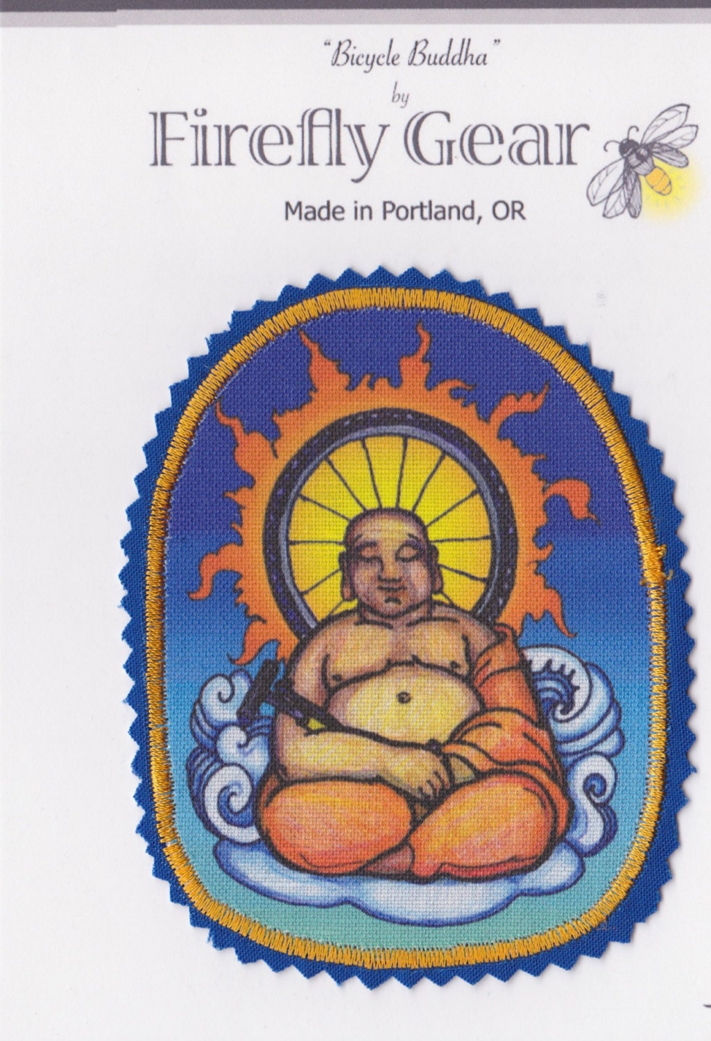 Large Happy Buddha Bike Iron On Patch