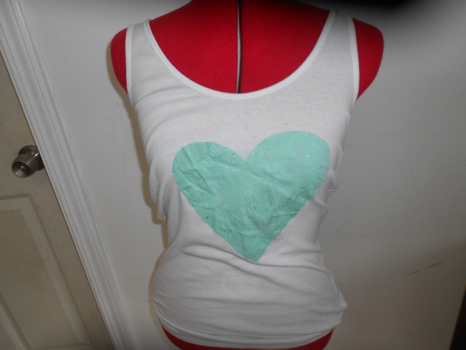 REDUCED New Painted stencil Heart Glitter Victoria's Secret PINK Collection shirt sleeveless T shirt sz M L Xl