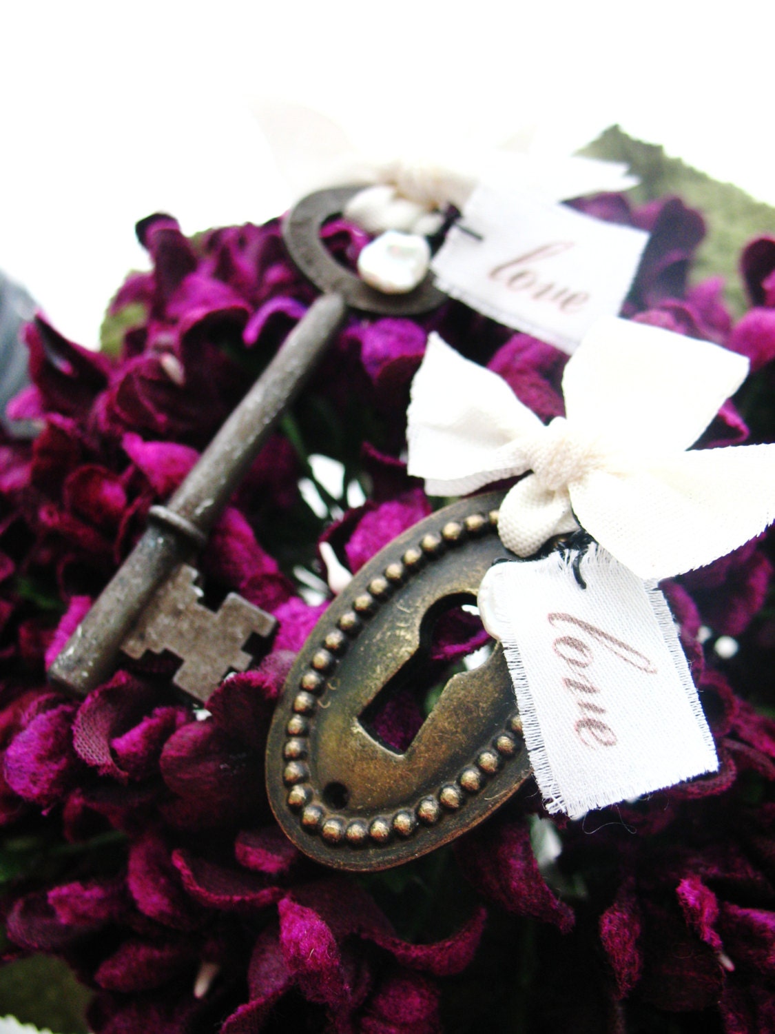 key to my heart . boutonniere and bouquet charm set . photo props . for engagements and weddings