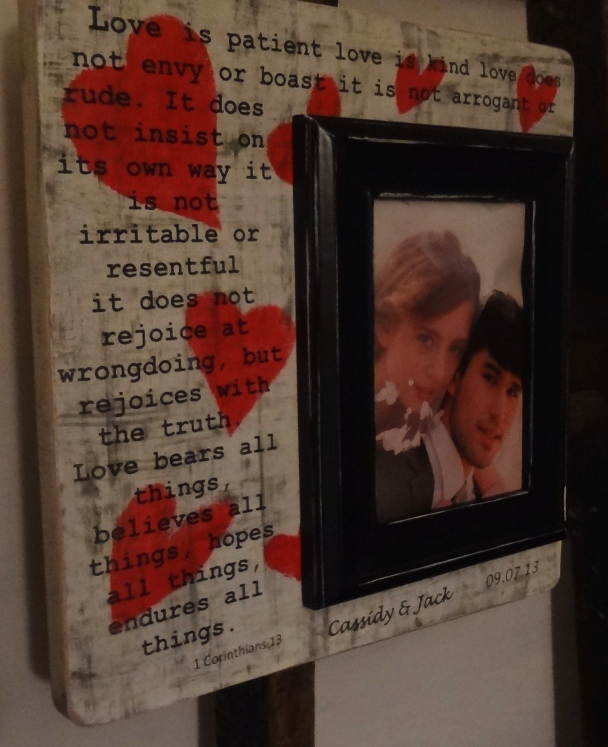 Personalized Frame 13 x 13 Wedding Hearts Anniversary Birthday Gift Bride Groom Wife Husband