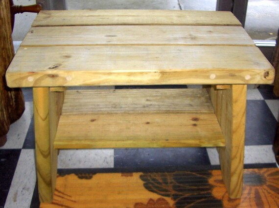 Items similar to Small Natural Pine Coffee Table with Bottom Shelf