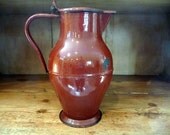 Vintage Enamel Pitcher Milk Jug Vase Container Red Granite Ware Enamel Ware Enamelware Rustic