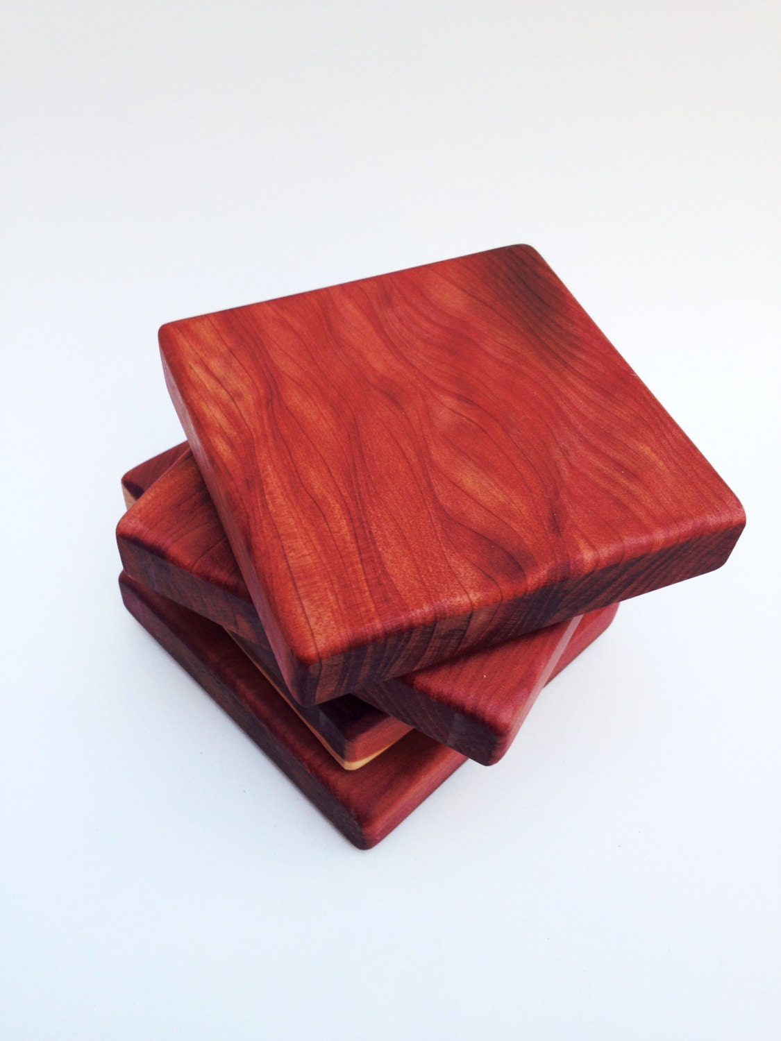 Red Cedar wood coasters - SC wood, Handmade set of 4