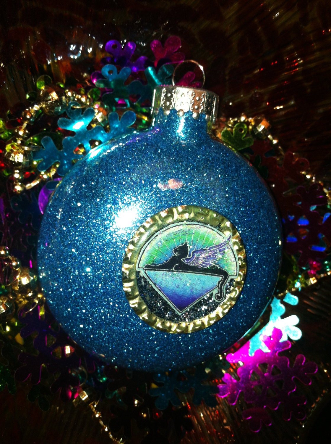 Jerry Garcia Band JGB Glass Glitter Resin Christmas Ornament ooak Holiday Decoration gift GRATEFUL DEAD Already Made Ships Today