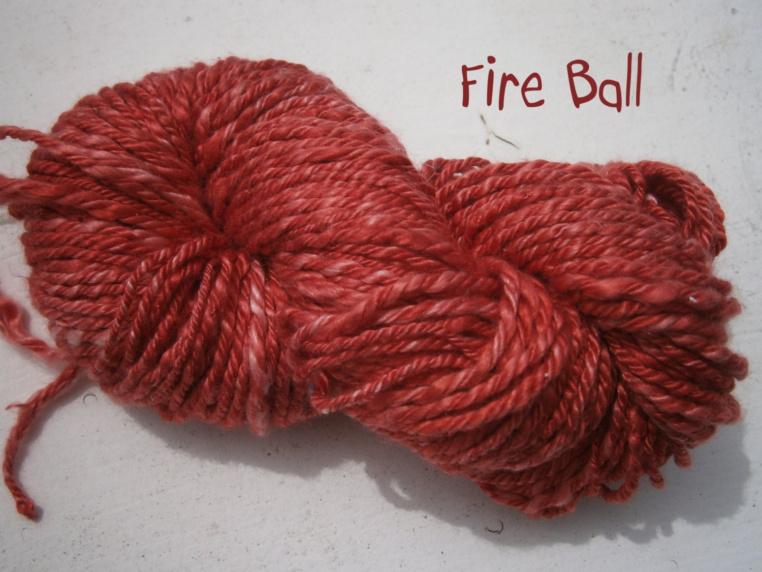 Handspun Yarn - Silk - Sport Weight - 2 Ply - Fire Ball - Item 2013.049