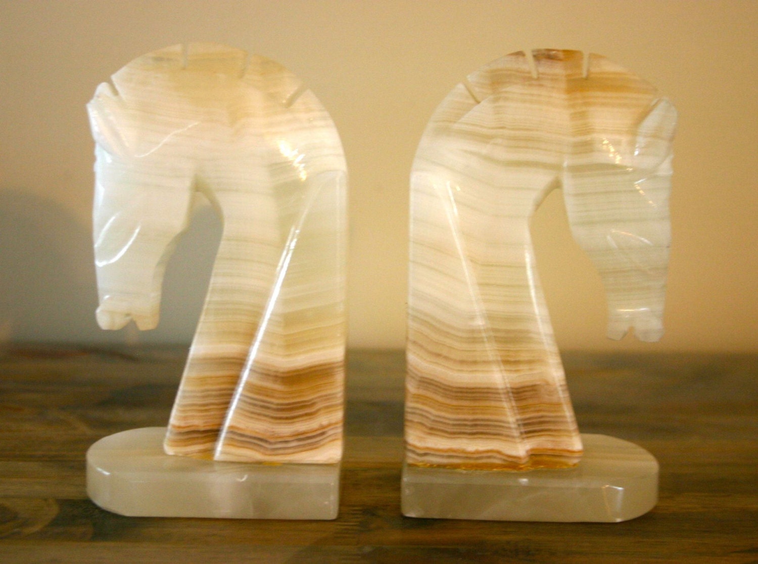 Pair of Vintage Quartz Horse Head Bookends