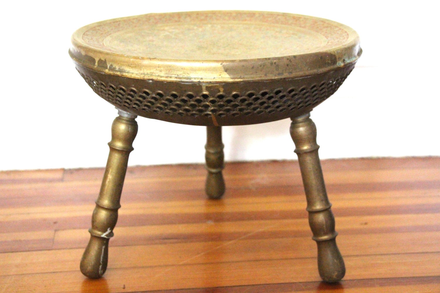 Vintage Brass Foot Warmer Stool
