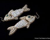 Ear Fishies- beadembroidered fish earrings