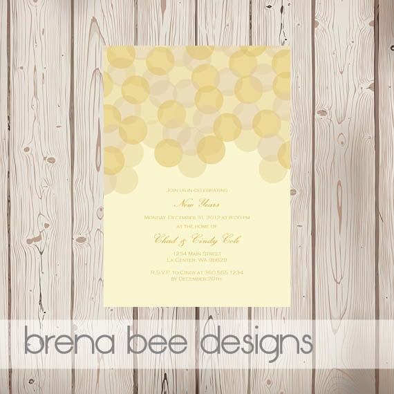 Personalized Champagne Bubbles - Printable Gold Holiday Party Invitation