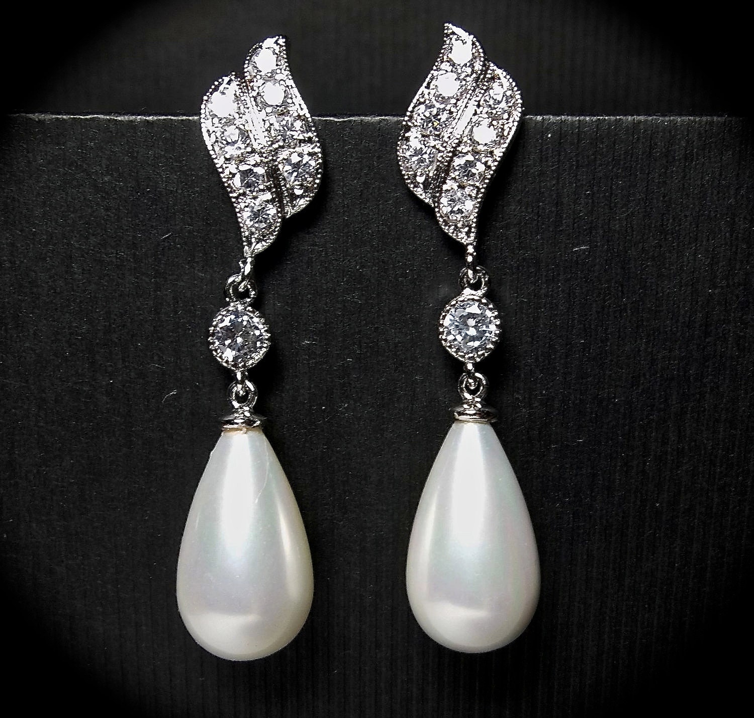 Pearl Earrings  - Long - Pearl drops -  Sterling Silver - Brides earrings - Formal - Bridal Jewelry - Bridesmaids - gift -