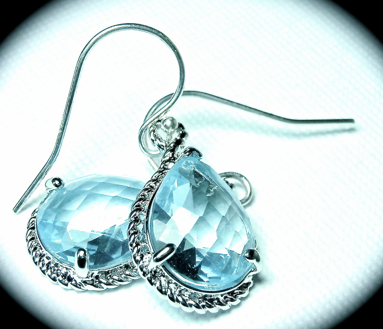Aquamarine earrings - Czech glass - Sterling silver  - March Birthday - Bridal jewelry - gift -